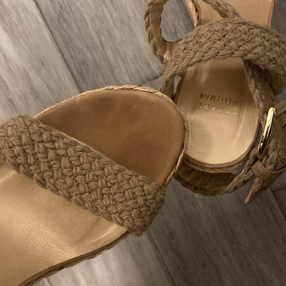 Stuart Weitztman Alex Crochet Ankle Strap Wedge Sandal Espadrille Swamp size 11 - Picture 9 of 12